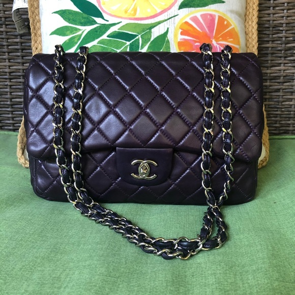 SOLD**Chanel Classic Jumbo Dark Purple Flap Bag - Picture 6 of 15